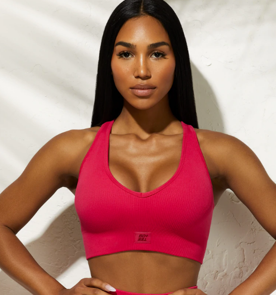 bo tee review haul top BE THE BEST v neck sports bra in hot pink