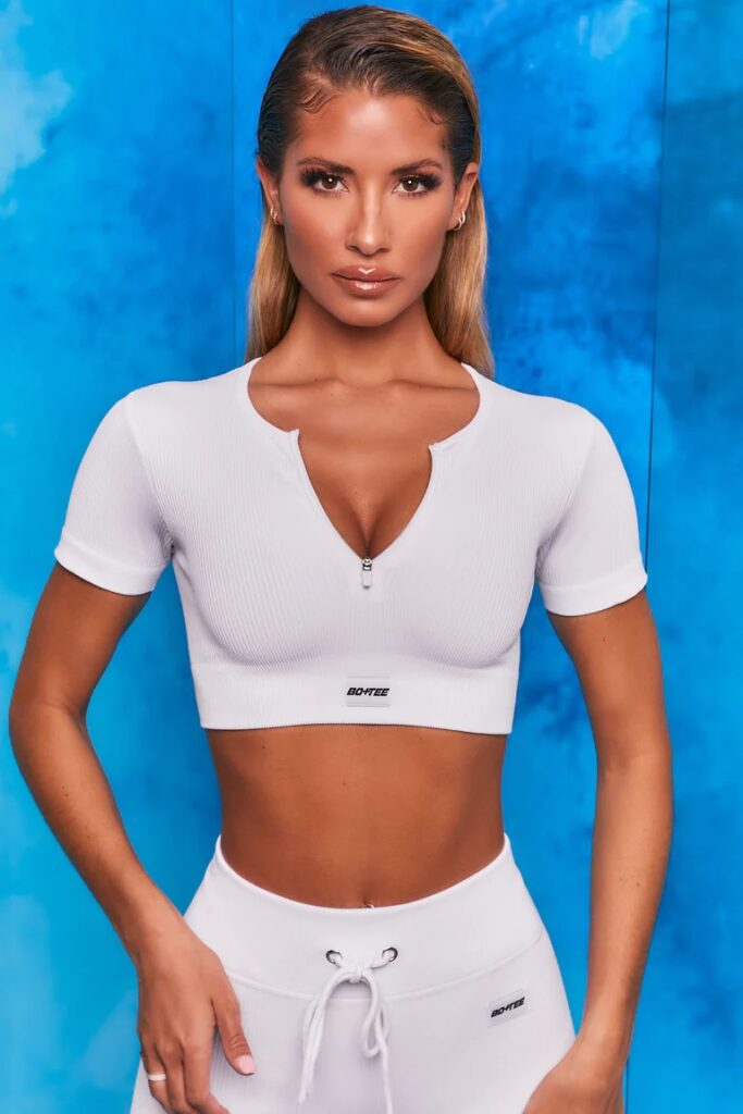 Competitive Racer Front Cut out Back Crop Top in White