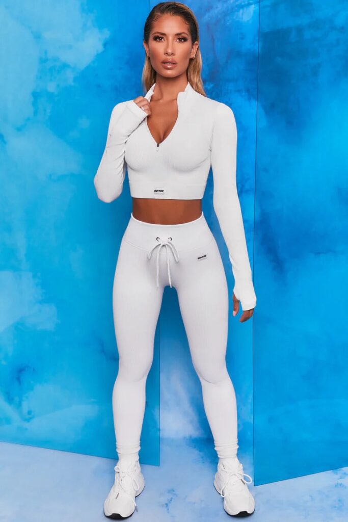 Athletic Ribbed Tie Front Full leggings