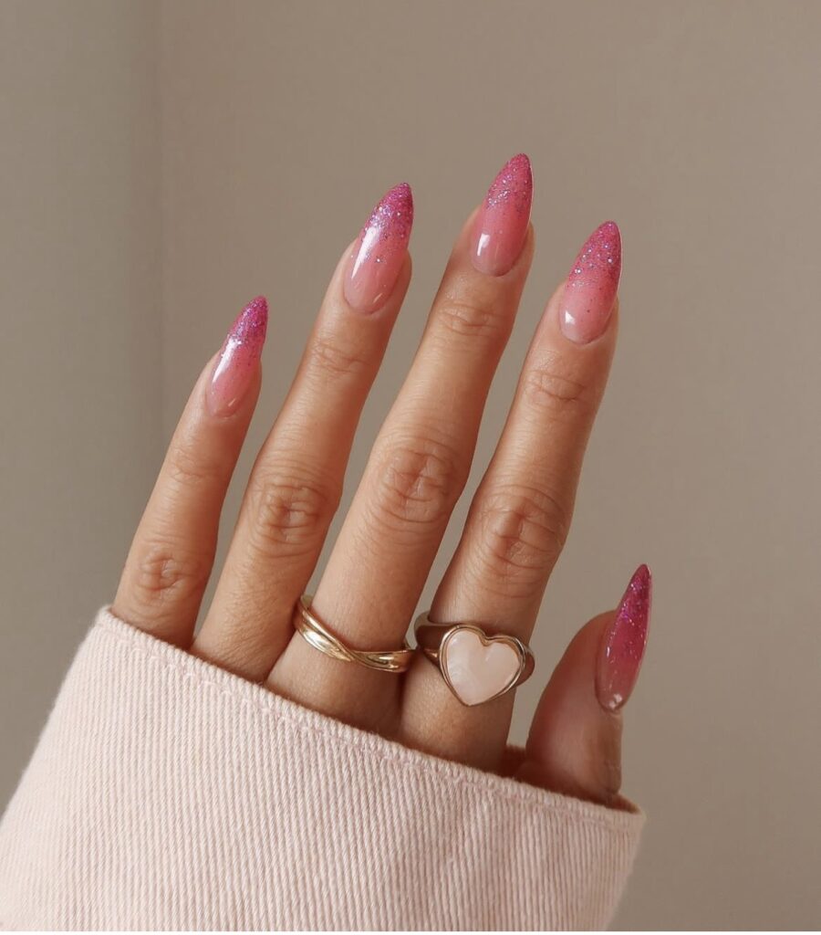 Ombré Pink Sparkle Nails